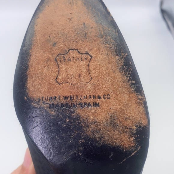 Henri Bendel - Vintage Black Dot Fabric Print Kitten Heels Made In Spain Size 6 - Picture 13 of 16